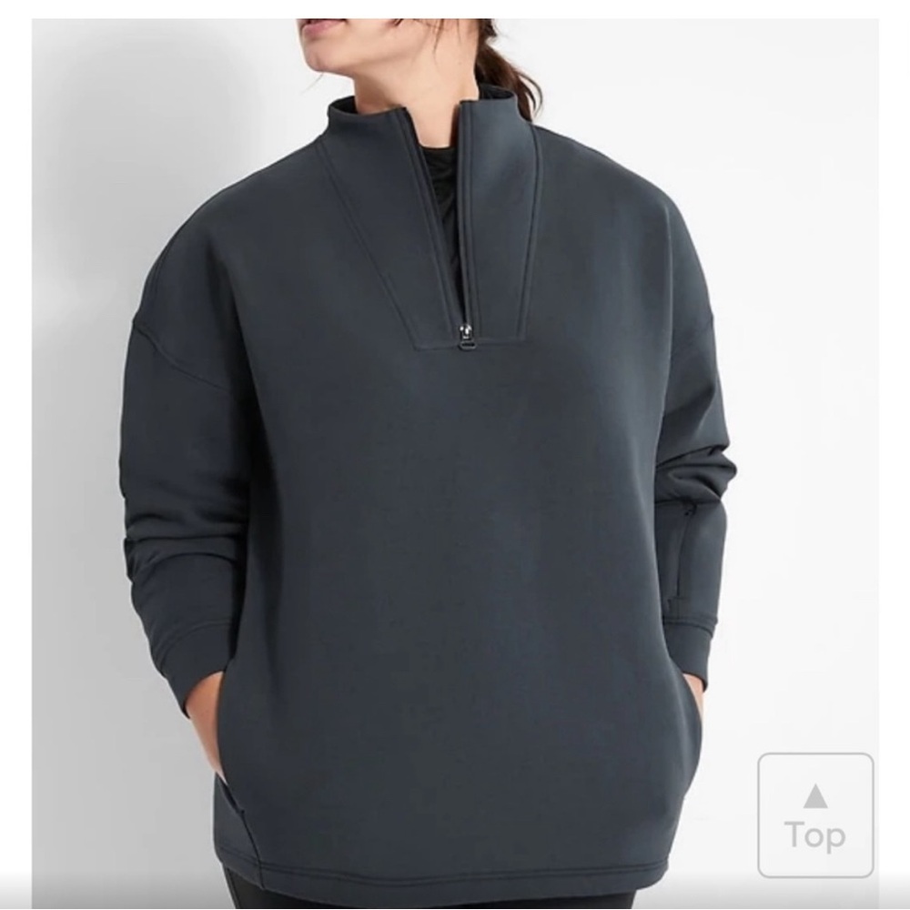 Banana Republic BR Standard Scuba-Knit Sweatshirt Tunic Silky Coal XS